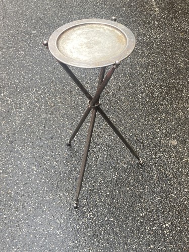 Antiquités - Pair Of Silver Bronze Tripod Pedestal Table circa 1960