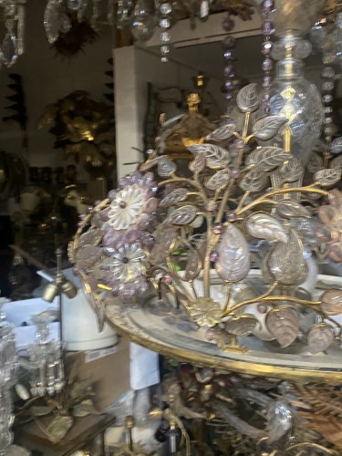 1970 Golden Brass Chandelier Plant Decor In The Style Of Maison Bagués - 50
