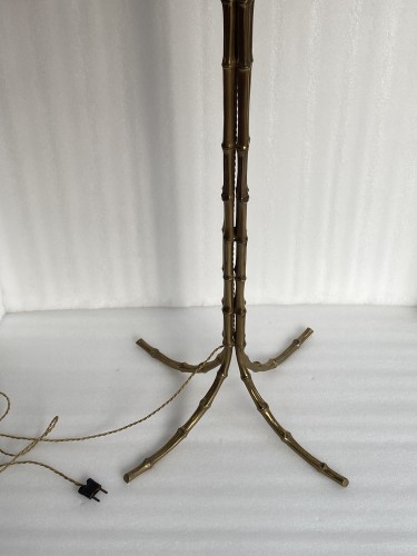 Luminaires Lampe - Lampadaire en bronze doré à decor Bambou,  Maison Bagués circa 1970