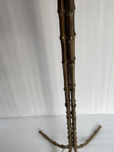 Années 50-60 - Lampadaire en bronze doré à decor Bambou,  Maison Bagués circa 1970