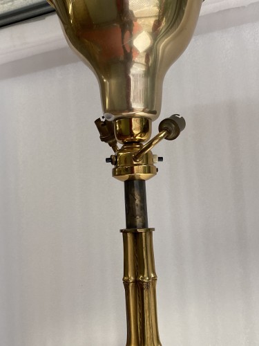 Antiquités - Lampadaire en bronze doré à decor Bambou,  Maison Bagués circa 1970