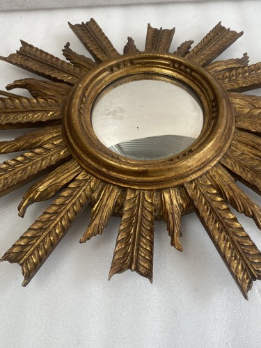 Convex Sun Mirror with Arrows Wood and Gilded Iron Circa 1950/70  - 