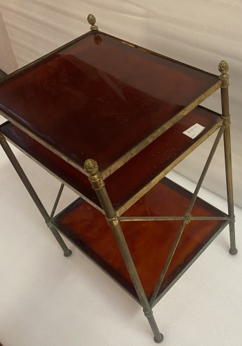 Furniture  - Maison Baguès 3-Level Bronze Crossed Shelf with Daisy