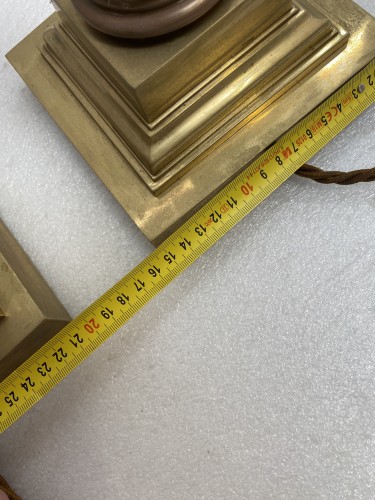 Luminaires Lampe - Paire de lampes en cristal Baccarat avec socle et chapiteau corinthien  en bronze