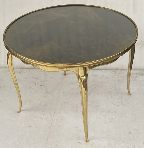 Round Coffee Table Gilt Bronze Maison Jansen Circa 1960 - Furniture Style 50