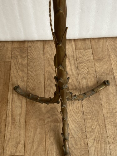 Antiquités - Bronze Floor Lamp Maison Charles Decor Palm Tree Circa 1970