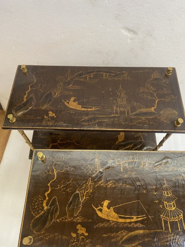 Paire De Tables Maison Baguès Ou Maison Charles DLG Agostini Décor Végétal circa 1970 - ABC Pascal