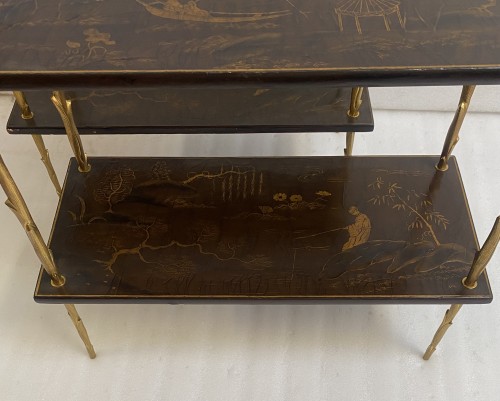 XXe siècle - Paire De Tables Maison Baguès Ou Maison Charles DLG Agostini Décor Végétal circa 1970