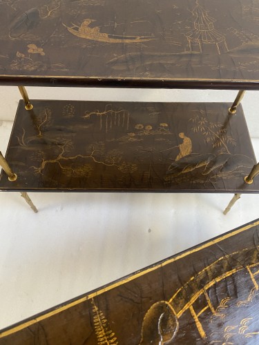 Paire De Tables Maison Baguès Ou Maison Charles DLG Agostini Décor Végétal circa 1970 - Années 50-60