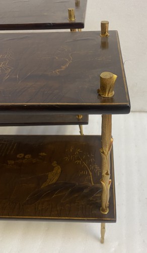 Années 50-60 - Paire De Tables Maison Baguès Ou Maison Charles DLG Agostini Décor Végétal circa 1970