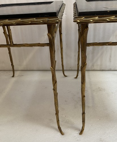 Paire de bouts de canapé en bronze modèle palmier maison charles - Mobilier Style Art Déco