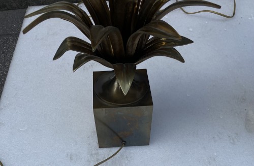 Lighting  - Maison Charles - Set of 4 Bronze Lamps with Lotus Flower Decor circa 1970
