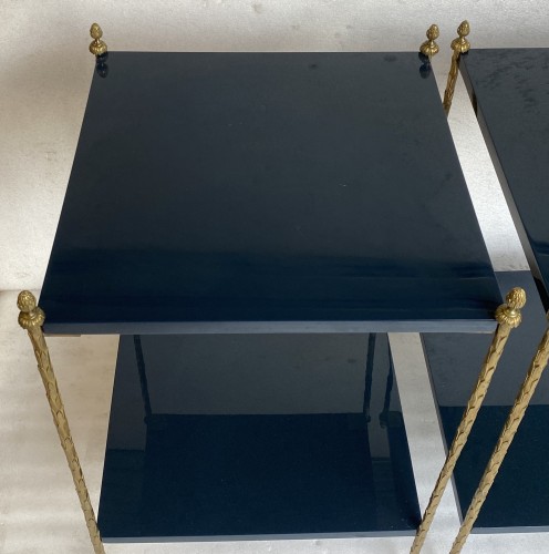 Maison Charles Tables  Gilt Bronze with Blue Lacquer Tops Signed - 