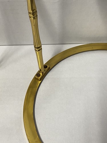 Pair Gilt Bronze Pedestal Tables Maison Bagués1970 Bamboo Decor - 50