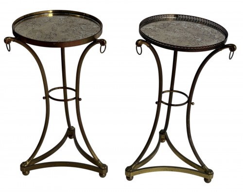 Pair of Side Tables or Similar Gilded Aged Mirror Tops