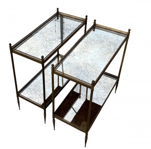 Maison Baguès Pair of shelves Aged Oxidized Mirror Trays