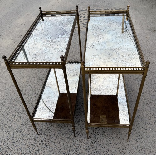 20th century - Maison Baguès Pair of shelves Aged Oxidized Mirror Trays
