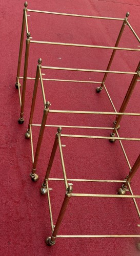 Furniture  - Set of 3 Rolling Nesting Tables in Gilded Bronze with Removable Trays
