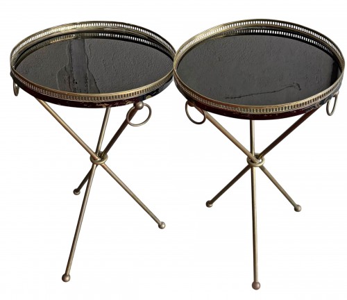 Pair of Gilded Brass Side Tables, circa 1950