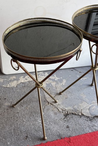 Paire de guéridons en laiton doré circa 1950 - Mobilier Style Années 50-60