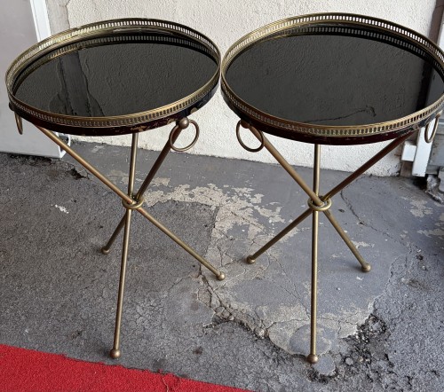 Mobilier Table & Guéridon - Paire de guéridons en laiton doré circa 1950