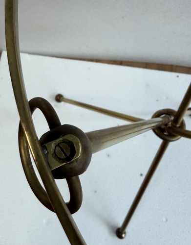 XXe siècle - Paire de Guéridons Laiton Doré Style Jacques Adnet Ø 41,5 cm H 61 cm Marbre Calacatta