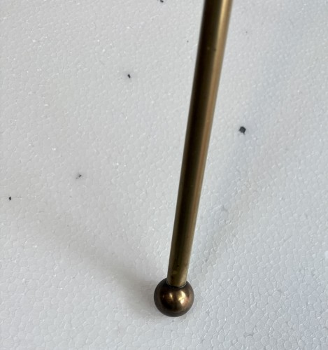 Paire de Guéridons Laiton Doré Style Jacques Adnet Ø 41,5 cm H 61 cm Marbre Calacatta - Années 50-60