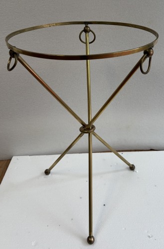 Années 50-60 - Paire de Guéridons Laiton Doré Style Jacques Adnet Ø 41,5 cm H 61 cm Marbre Calacatta