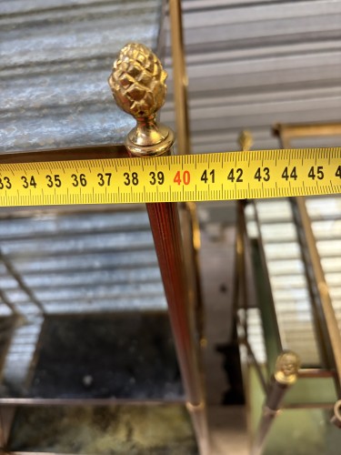 Maison Baguès - Pair Of 3-tier Brass Shelves With Aged Oxidized Mirrored  - Furniture Style 50