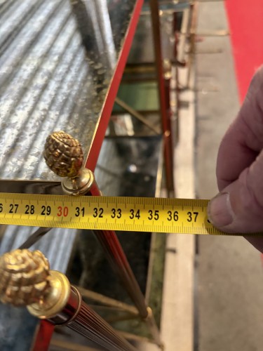 Furniture  - Maison Baguès - Pair Of 3-tier Brass Shelves With Aged Oxidized Mirrored 