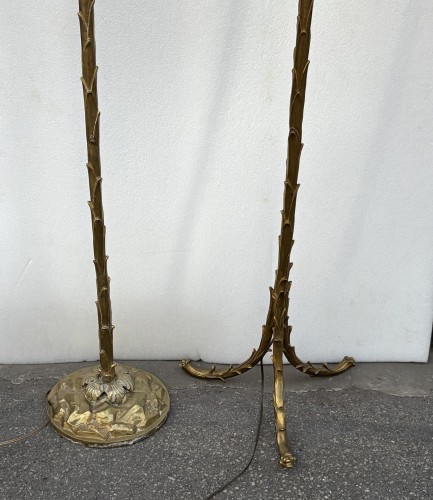 Maison Bagues - Deux lampadaires en bronze décor Palmier - Luminaires Style Années 50-60