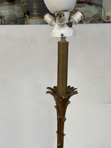 XXe siècle - Maison Bagues - Deux lampadaires en bronze décor Palmier