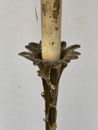 Années 50-60 - Maison Bagues - Deux lampadaires en bronze décor Palmier