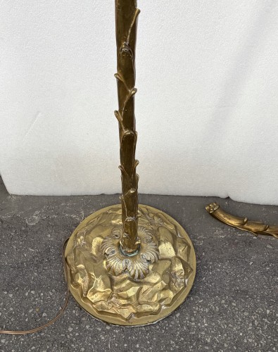 Antiquités - Maison Bagues - Deux lampadaires en bronze décor Palmier
