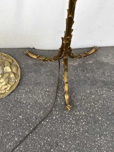 Antiquités - Maison Bagues - Deux lampadaires en bronze décor Palmier