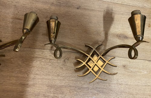Pair of Art Deco Wall Sconces in Gilded Bronze - Lighting Style Art Déco