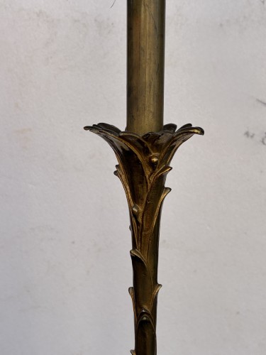 XXe siècle - Maison Bagués - Paire de lampadaires en bronze, décor palmier circa 1970
