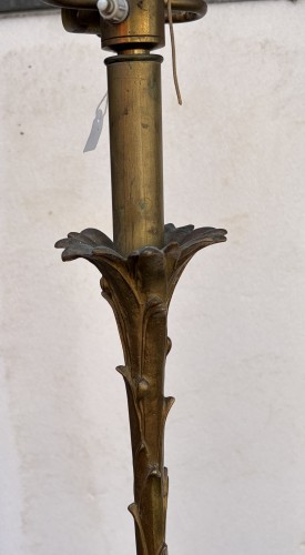 Maison Bagués - Paire de lampadaires en bronze, décor palmier circa 1970 - Années 50-60