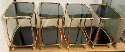 Furniture  - Two pairs of two-tiered gilded bronze tables Circa 1970/80