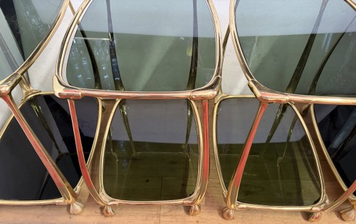 Two pairs of two-tiered gilded bronze tables Circa 1970/80 - 