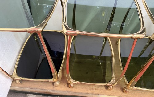 20th century - Two pairs of two-tiered gilded bronze tables Circa 1970/80