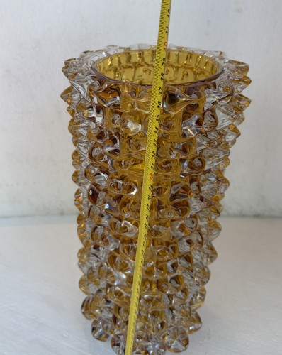 Vase « Rostrato » en cristal transparent avec une ame ambré, circa 1960 - Verrerie, Cristallerie Style Années 50-60