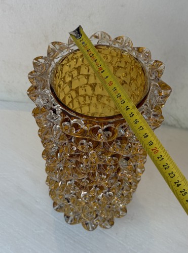 Verrerie, Cristallerie  - Vase « Rostrato » en cristal transparent avec une ame ambré, circa 1960