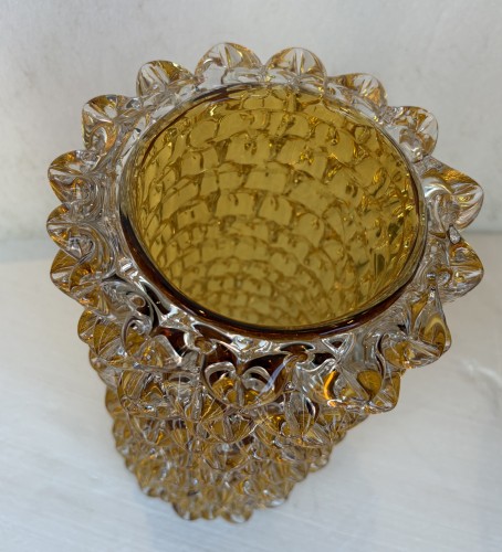 Vase « Rostrato » en cristal transparent avec une ame ambré, circa 1960 - ABC Pascal