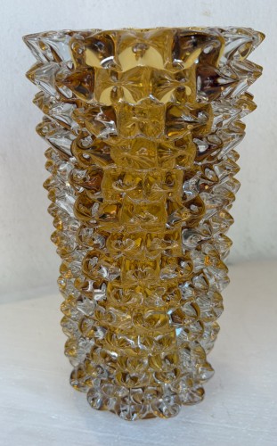 XXe siècle - Vase « Rostrato » en cristal transparent avec une ame ambré, circa 1960