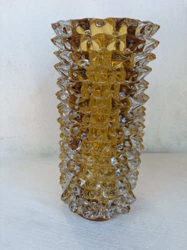 Vase « Rostrato » en cristal transparent avec une ame ambré, circa 1960 - Années 50-60