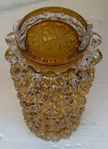 Années 50-60 - Vase « Rostrato » en cristal transparent avec une ame ambré, circa 1960