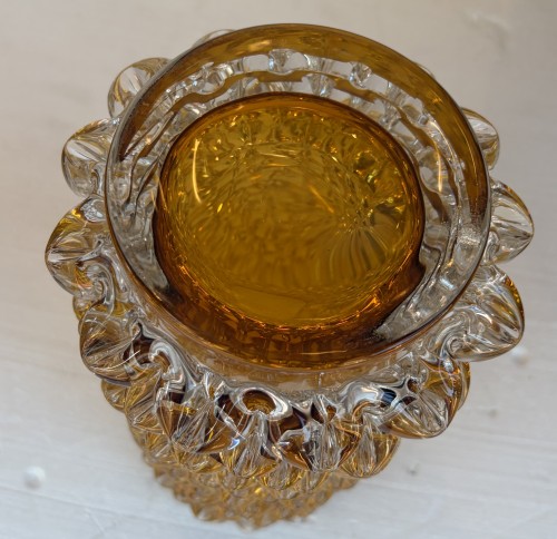 Antiquités - Vase « Rostrato » en cristal transparent avec une ame ambré, circa 1960