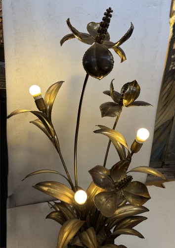 Lampadaire palmier en laiton circa 1970 par Barbier, Maison Jansen  - Luminaires Style Années 50-60