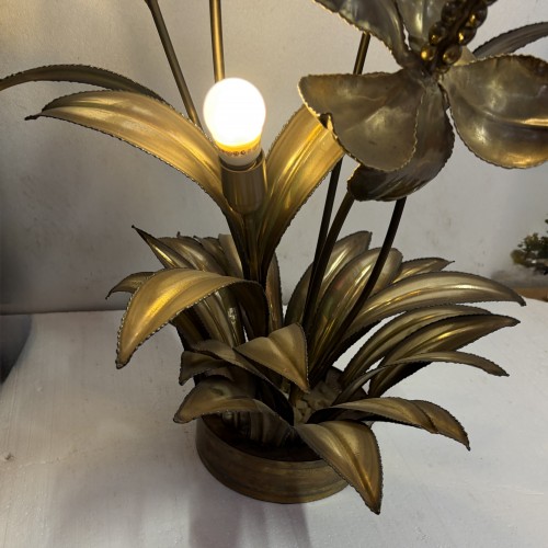 Luminaires Lampe - Lampadaire palmier en laiton circa 1970 par Barbier, Maison Jansen 